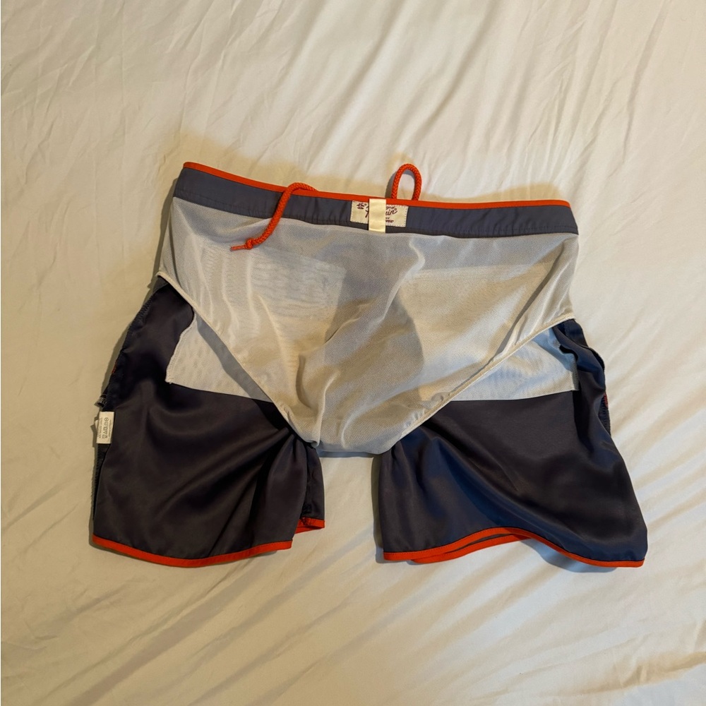 Original Penguin Men's Charcoal Grey Swim Shorts with Bright Orange Accents - Picture 6 of 6
